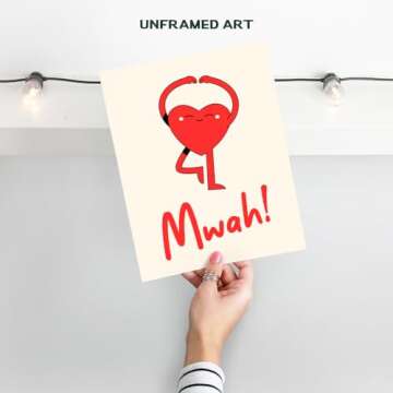 I Love You Sign - Retro style Heart Wall Art - Cute Love Wall Decor - 70s Style Preppy Trendy Wall D...