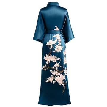 BABEYOND Kimono Robe Cover up with Box Long Floral Satin Sleepwear Silky Bathrobe Bachelorette Robe
