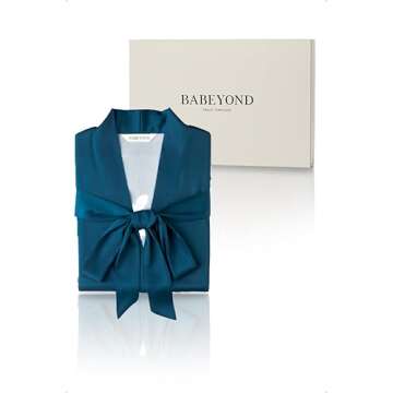 BABEYOND Kimono Robe Cover up with Box Long Floral Satin Sleepwear Silky Bathrobe Bachelorette Robe