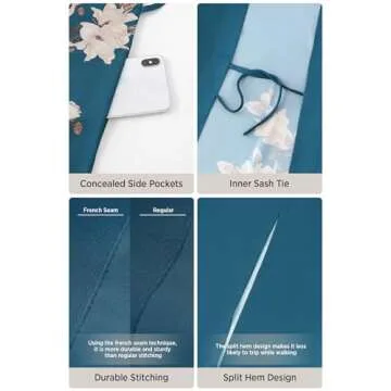 BABEYOND Kimono Robe Cover up with Box Long Floral Satin Sleepwear Silky Bathrobe Bachelorette Robe