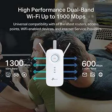TP-Link AC1900 WiFi Extender RE550 - 2800 Sq.ft Coverage, 35 Devices, 1900Mbps Booster