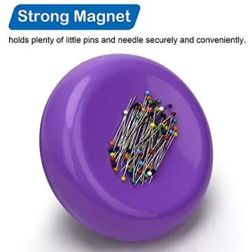 Coitak Magnetic Sewing Pincushion with 100 Plastic Head Pins, Magnetic Pins Holder for Sewing Quilting, (Purple)
