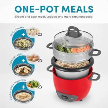 Aroma Housewares ARC-743-1NGR 6-Cup (Cooked) (3-Cup UNCOOKED) Pot Style Rice Cooker and Food Steamer...