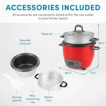 Aroma Housewares ARC-743-1NGR 6-Cup (Cooked) (3-Cup UNCOOKED) Pot Style Rice Cooker and Food Steamer,Red