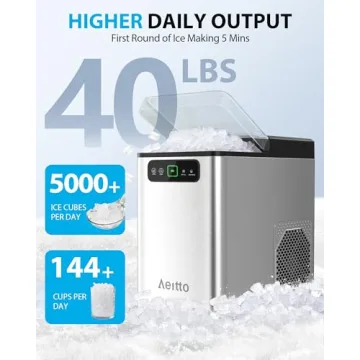 Aeitto Nugget Ice Maker - 40 lbs Daily Soft Ice Maker
