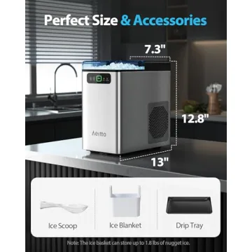 Aeitto Nugget Ice Maker - 40 lbs Daily Soft Ice Maker