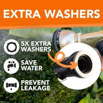 Garden Hose Nozzle Heavy Duty - 9 Spray Patterns & 5 Extra Washers - Durable Spray Nozzles for Garden Hose, Water Plants, Dog Wash -High-Pressure Water Hose Nozzle, Easy-to-Use Nozzles for Water Hoses