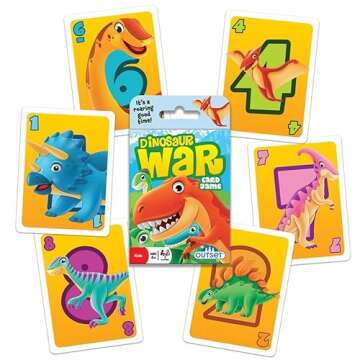 Outset Media Dinosaur War Card Game for 2 Players Ages 4+