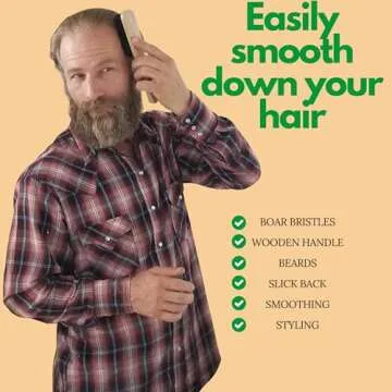 GranNaturals Soft Mens Boar Bristle Hair Brush - Natural Wooden Club Style Wave Hair Brush for Men - Styling Beard Hairbrush for Fine, Thin or Thick Hair