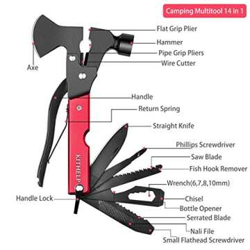 KITHELP Camping Gear Survival Multitool - Camping Gifts for Men Dad Husband Boyfriend Best Camping Accessories Survival Supplies Outdoor Tools