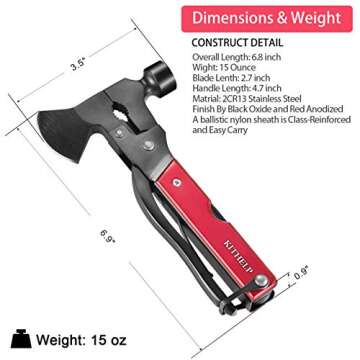 KITHELP Camping Gear Survival Multitool - Camping Gifts for Men Dad Husband Boyfriend Best Camping Accessories Survival Supplies Outdoor Tools
