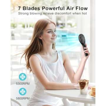 TriPole Handheld Mini Fan Battery Operated Small Personal Portable Fan Speed Adjustable USB Rechargeable Fan for Kids Girls Women Men Home Office Indoor Outdoor Travelling, Black