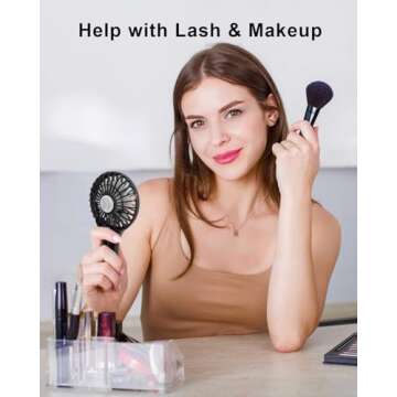 TriPole Handheld Mini Fan Battery Operated Small Personal Portable Fan Speed Adjustable USB Rechargeable Fan for Kids Girls Women Men Home Office Indoor Outdoor Travelling, Black