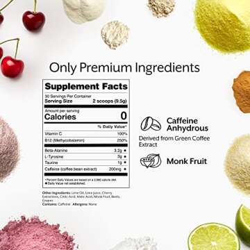 Promix Pre-Workout Powder, Cherry Lime - Maximize Focus & Performance - Helps Muscle Gain, Endurance...