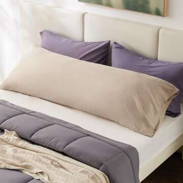 Bedsure Body Pillow Cover - Khaki Long Cooling Pillow Cases, 100% Rayon Derived from Bamboo, Soft & ...