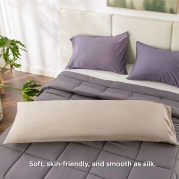 Bedsure Body Pillow Cover - Khaki Long Cooling Pillow Cases, 100% Rayon Derived from Bamboo, Soft & Breathable Body Pillowcase with Envelope Closure, Gifts for Women or Men, 1 Pack, 20x54 Inches