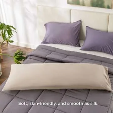 Bedsure Body Pillow Cover - Khaki Long Cooling Pillow Cases, 100% Rayon Derived from Bamboo, Soft & Breathable Body Pillowcase with Envelope Closure, Gifts for Women or Men, 1 Pack, 20x54 Inches
