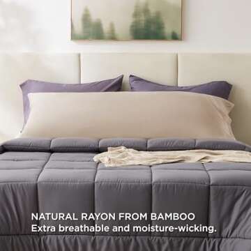 Bedsure Body Pillow Cover - Khaki Long Cooling Pillow Cases, 100% Rayon Derived from Bamboo, Soft & Breathable Body Pillowcase with Envelope Closure, Gifts for Women or Men, 1 Pack, 20x54 Inches