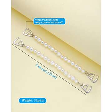 2 Pcs Shoe Charms Shoe Accessories, 2 Pcs Shoe Chains Pearl Shoe Decoration Charms for Girls Women -...