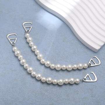 2 Pcs Shoe Charms Shoe Accessories, 2 Pcs Shoe Chains Pearl Shoe Decoration Charms for Girls Women - Style 1