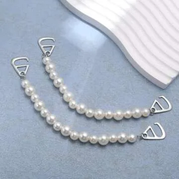 2 Pcs Shoe Charms Shoe Accessories, 2 Pcs Shoe Chains Pearl Shoe Decoration Charms for Girls Women - Style 1