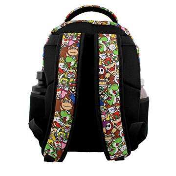 Nintendo Super Mario Brothers Boys Girls Teen 16" School Backpack (One Size, Black/Multi)