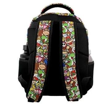 Nintendo Super Mario Brothers Boys Girls Teen 16" School Backpack (One Size, Black/Multi)