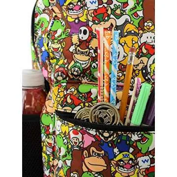 Nintendo Super Mario Brothers Boys Girls Teen 16" School Backpack (One Size, Black/Multi)