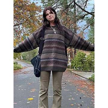 Y2K Argyle Striped Women Sweater - Vintage Preppy Style