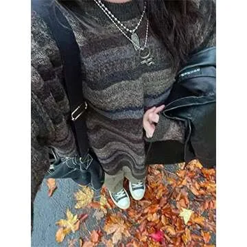 Y2K Argyle Striped Women Sweater - Vintage Preppy Style