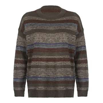 Y2K Argyle Striped Women Sweater - Vintage Preppy Style