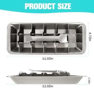 Vintage-Style Stainless Steel Ice Cube Tray with Lever, Easy-release 18-Slot Ice Cube Maker, Food-Grade Metal Freezer Mold for Baby Food, Juice, Veggies