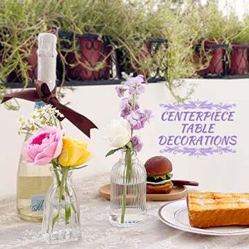 Bud Vases Set of 12, Glass Vase for Decor Centerpieces, Small Vases for Flowers, Clear Flower Vase Stripe Modern Bud Vases in Bulk, Vintage Vases for Floral Wedding Party Table Decoration Home Decor