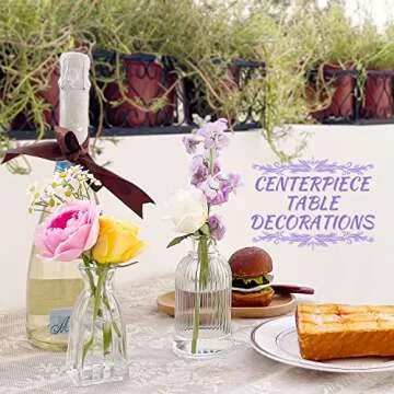 Bud Vases Set of 12, Glass Vase for Decor Centerpieces, Small Vases for Flowers, Clear Flower Vase Stripe Modern Bud Vases in Bulk, Vintage Vases for Floral Wedding Party Table Decoration Home Decor