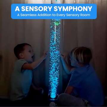Brewish 4FT Sensory LED Water Bubble Tube Lamp,with 16 Color Changing Night Light Effects, Fake Aquarium Tank & Gift for Kids, Autism, Remote Control & 12 Fishes (Wall Bracket Included)