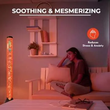 Brewish 4FT Sensory LED Water Bubble Tube Lamp,with 16 Color Changing Night Light Effects, Fake Aquarium Tank & Gift for Kids, Autism, Remote Control & 12 Fishes (Wall Bracket Included)