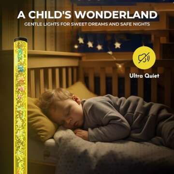 Brewish 4FT Sensory LED Water Bubble Tube Lamp,with 16 Color Changing Night Light Effects, Fake Aquarium Tank & Gift for Kids, Autism, Remote Control & 12 Fishes (Wall Bracket Included)