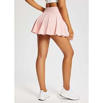 BALEAF Skorts Skirts for Women Tummy Control High Waisted Tennis Skirts Flowy Skater Golf Cute with Shorts 2 Inner Pockets Pink S