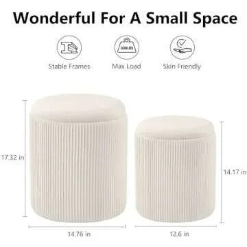 Chilihom Round Ottoman with Storage Set of 2