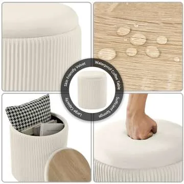 Chilihom Round Ottoman with Storage Set of 2