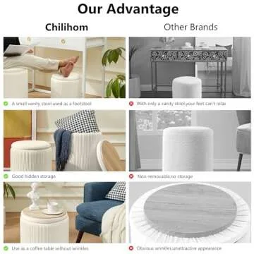 Chilihom Round Ottoman with Storage Set of 2