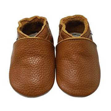 Mejale Baby Soft Soled Leather Moccasins Anti-Slip Infant Toddler Shoes First Walkers(Brown,0-6 Mos/...