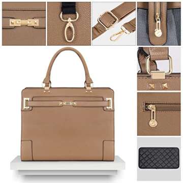 Fashion Pet Carrier Dog Cat Carrier Purse Soft-Sided Leather Handbag Pet Tote Bag for Small Dogs Puppy and Cats TSA Airline Approved (Khaki)