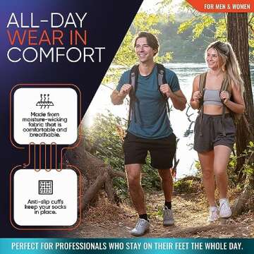 PhysFlex Compression Socks for Plantar Fasciitis, Achilles Tendonitis Relief - (1 Pair) Ankle Compression Sleeve for Heel Spurs, Foot Swelling & Fatigue - Arch Support Brace for Everyday Use