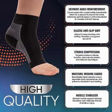 PhysFlex Compression Socks for Plantar Fasciitis, Achilles Tendonitis Relief - (1 Pair) Ankle Compression Sleeve for Heel Spurs, Foot Swelling & Fatigue - Arch Support Brace for Everyday Use