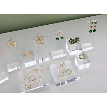 GemeShou small clear display riser, Acrylic block for jewelry selling, transparent earring ring display riser for Closet Show【1.97 L x1.97 W x1.97 H inch】