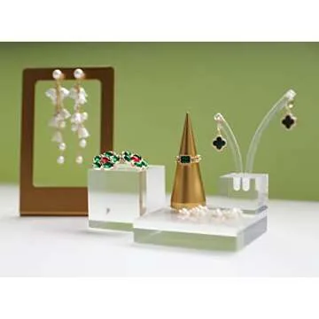 GemeShou small clear display riser, Acrylic block for jewelry selling, transparent earring ring display riser for Closet Show【1.97 L x1.97 W x1.97 H inch】