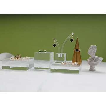 GemeShou small clear display riser, Acrylic block for jewelry selling, transparent earring ring display riser for Closet Show【1.97 L x1.97 W x1.97 H inch】