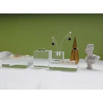 GemeShou small clear display riser, Acrylic block for jewelry selling, transparent earring ring display riser for Closet Show【1.97 L x1.97 W x1.97 H inch】