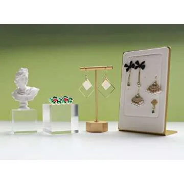 GemeShou small clear display riser, Acrylic block for jewelry selling, transparent earring ring display riser for Closet Show【1.97 L x1.97 W x1.97 H inch】